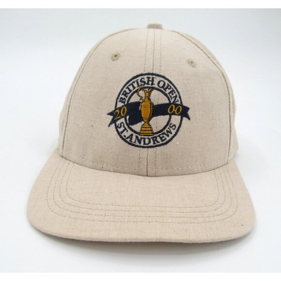 Vintage 2000 British Open Golf Hat St Andrews Beige Strapback USA Made NOS - Picture 6 of 13